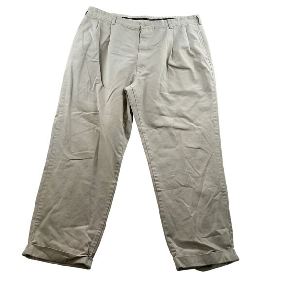 Polo Ralph Lauren Mens Pants Size 42x30 Classic Fit Beige Pleated Chino Straight - Picture 1 of 16